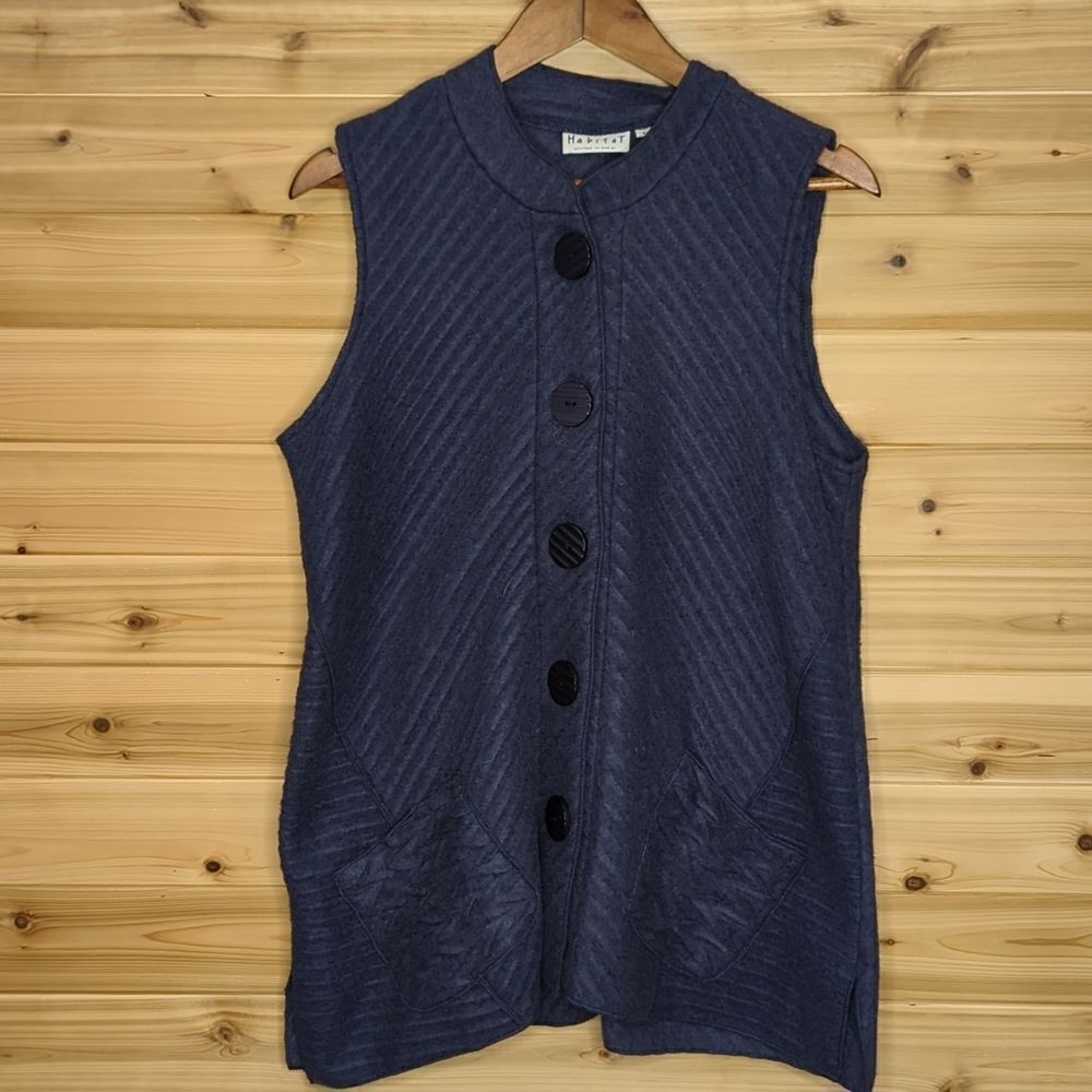 Habitat‎ Blue Tunic Vest Button Front Size Small